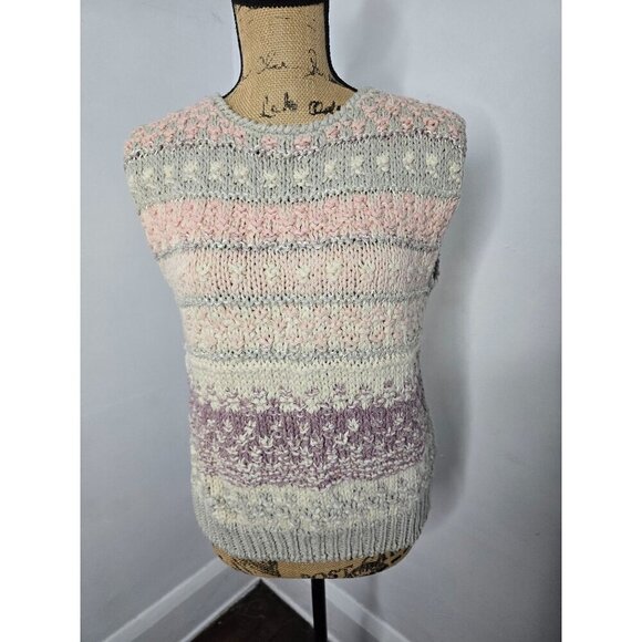 Vintage 80s Pastel Grannycore Knit Silk Sweater Vest - Picture 8 of 8